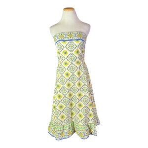 Antonio Melani Size 4 Strapless Valerie Citrus Groves Dress Blue Green